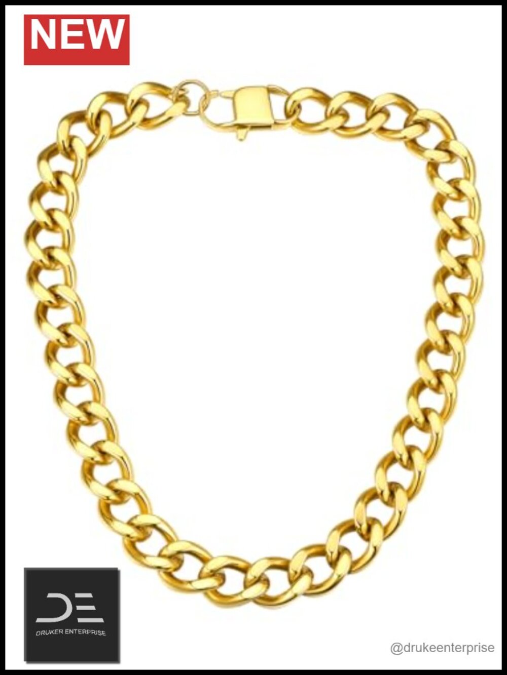 Chunky Cuban Link Chain Necklace Gold Plated Stainless Steel Lobster Clasp